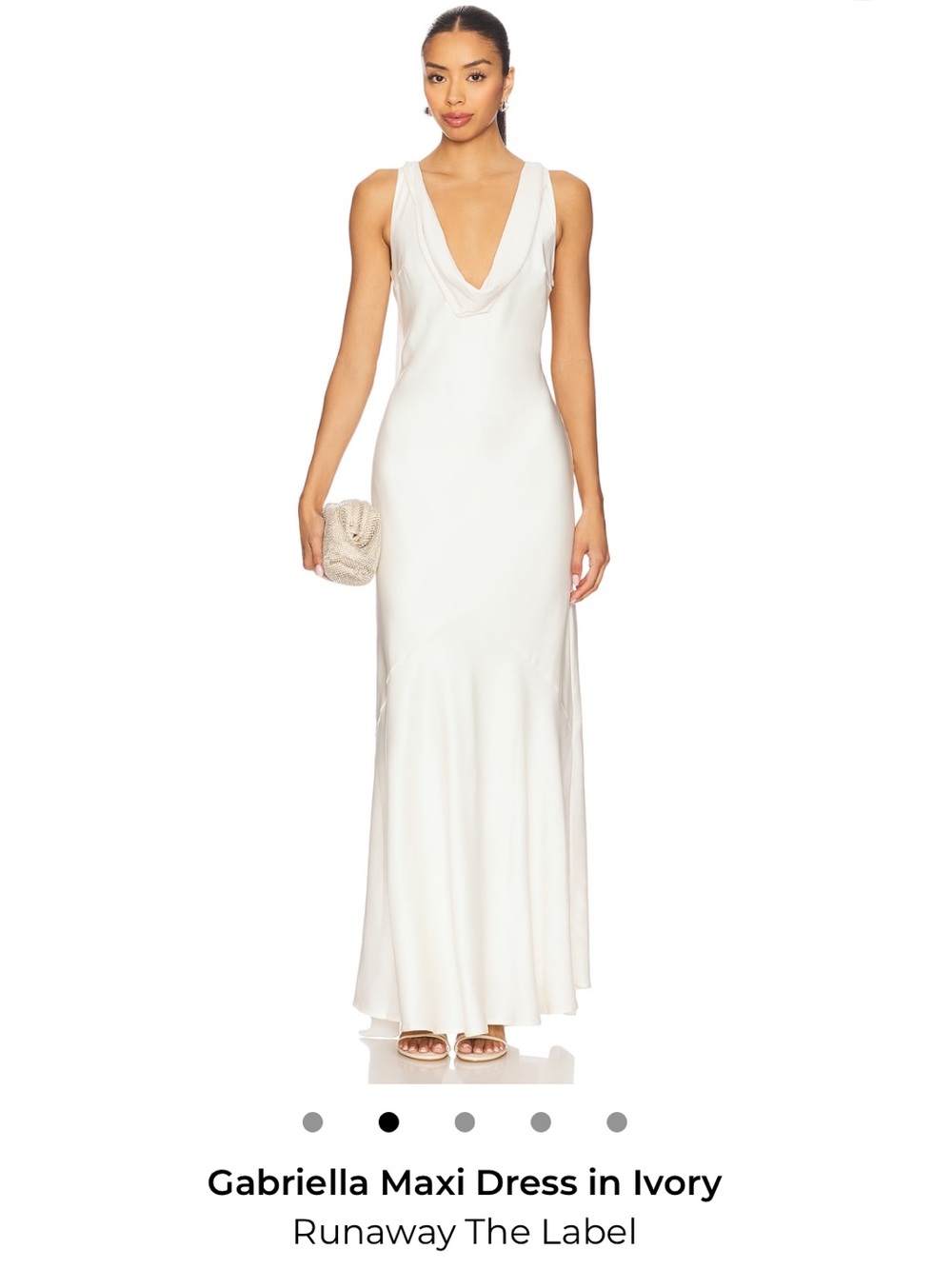 Runaway the Label Gabriella Draped Cowl Neck Maxi Dress Ivory